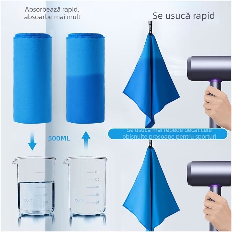 Prosop sport - velur dublu fațetat, 200 g, uscare rapidă, respirabil, portabil, personalizare logo disponibil