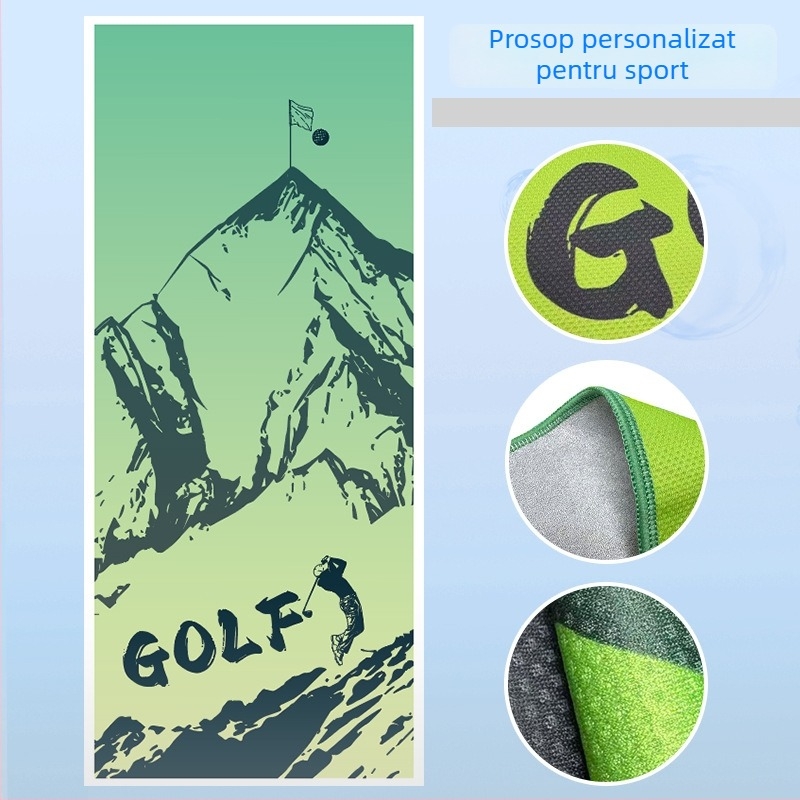 Prosop sport din microfibră, personalizabil cu logo, uscare rapidă, absorbție 5–10 s, 430 gsm