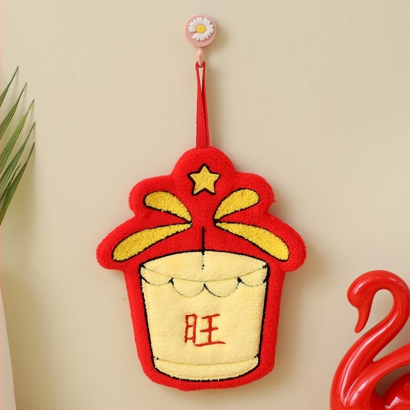 Prosop de mana pentru bucătărie și baie, cu posibilitatea de agățare, brodat, din catifea corală, 150D, greutate 30–50 g