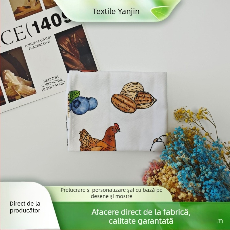 Prosop de bucătărie din bumbac, cu țesătură twill și imprimare cu desen animat