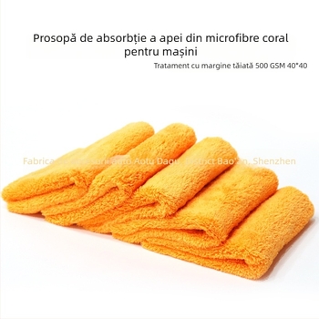 Prosop din microfibră coral pentru îngrijire auto – colectare apă, aplicare ceară, finisaj interior, 500 GSM