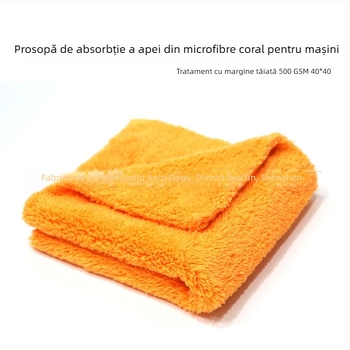 Prosop din microfibră coral pentru îngrijire auto – colectare apă, aplicare ceară, finisaj interior, 500 GSM