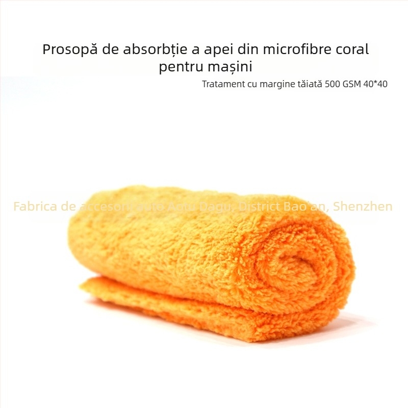 Prosop din microfibră coral pentru îngrijire auto – colectare apă, aplicare ceară, finisaj interior, 500 GSM