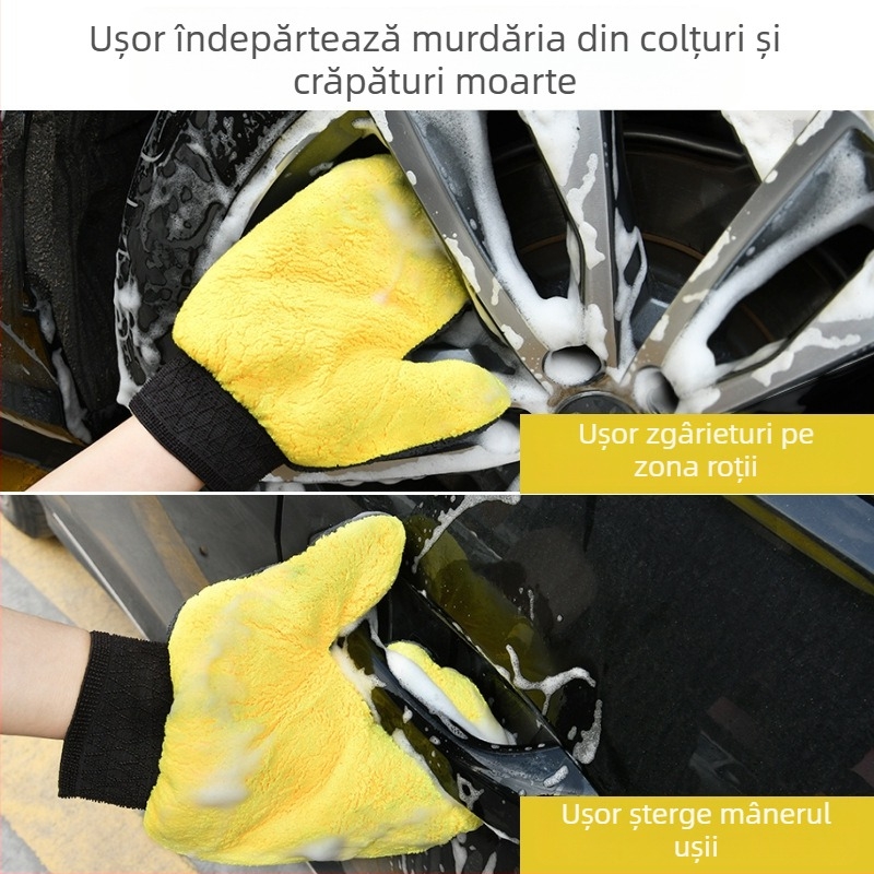 Mănuși de spălat mașina cu laba de urs pluș, material Coral Fleece