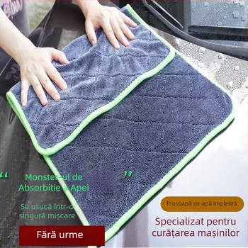 Prosop din microfibră pentru mașină, cu două fețe, fără scămoșare, absorbție puternică a apei, model cu plasă diamantată