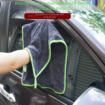Prosop din microfibră pentru mașină, cu două fețe, fără scămoșare, absorbție puternică a apei, model cu plasă diamantată