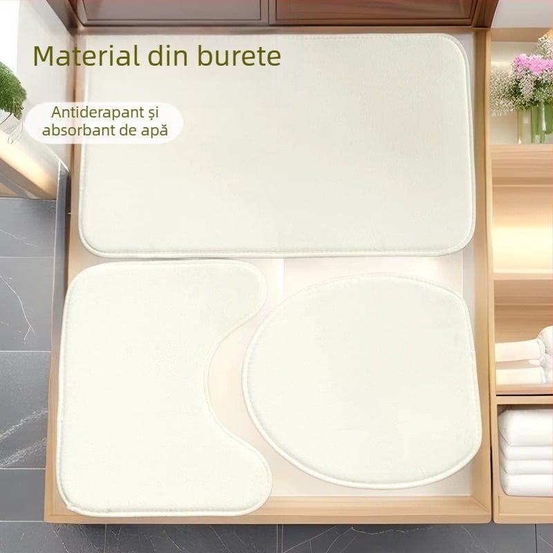 Set covorașe pentru baie și intrare — absorbante, antiderapante, din material burete nețesut, curățare uscată, logo opțional, stil modern minimalist, potrivit pentru baie, toaletă și bucătărie