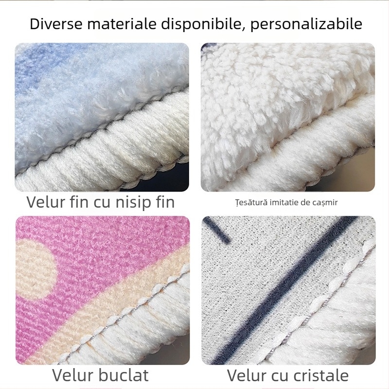 Covoraș rotund din poliester, model Cartoon, imprimare prin transfer termic, conținut de poliester 81–90%, potrivit pentru living, dormitor și baie, personalizabil