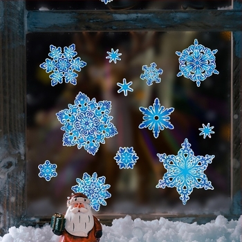 Folie decorativă pentru fereastră cu fulg de zăpadă – folie electrostatică, decorațiune pentru ferestre, imprimare pe ambele fețe, set de 5+ bucăți, potrivit pentru living, dormitor, birou