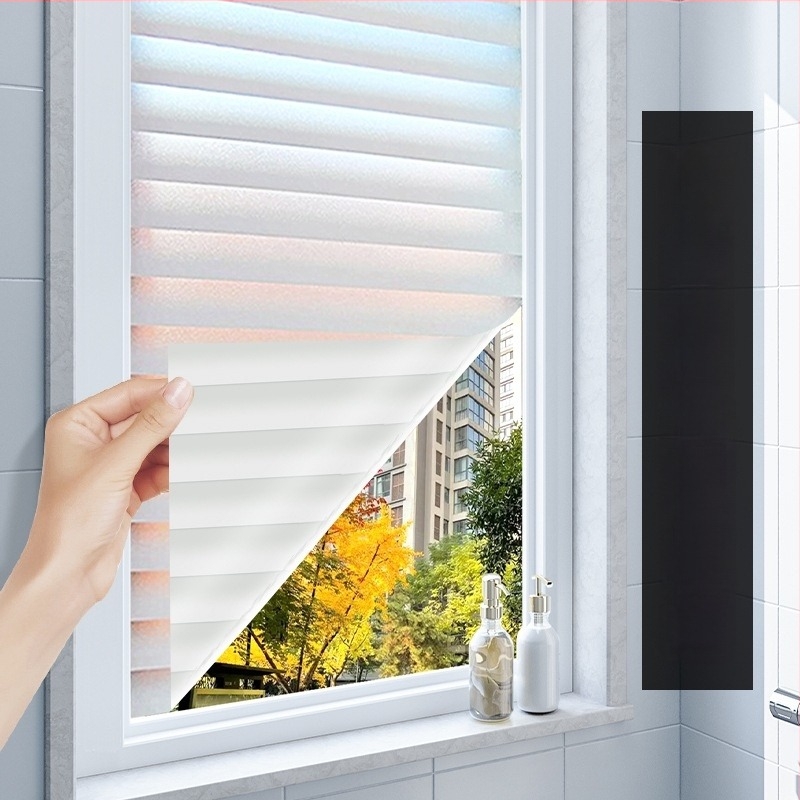 Folie PVC de intimitate pentru sticlă – model grilă, stil modern minimalist, pentru ferestre și uși