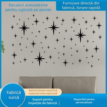 Autocolant oglindă din acril, stea cu cinci colțuri, 5 bucăți, autocolant decorativ pentru tavan, stil modern minimalist