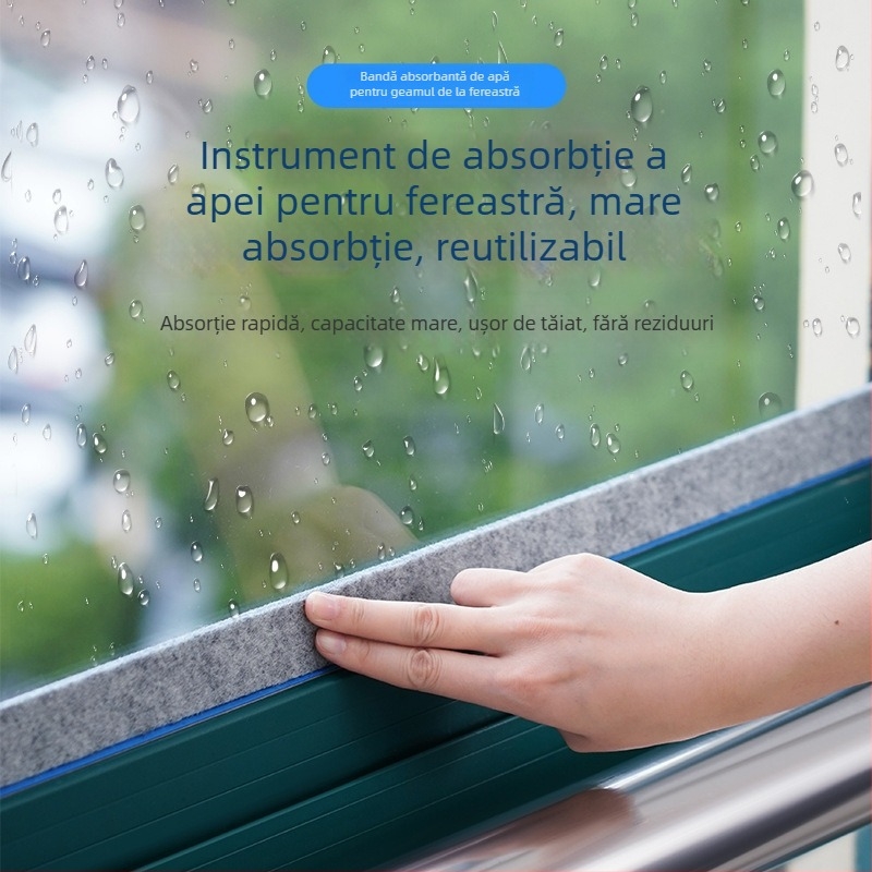 Bandă de absorbție pentru geamul ferestrei, din felt cu adeziv, autoadezivă, stil modern minimalist, living (Material: felt + adeziv; Autoadezivă: Da; Stil: modern minimalist; Spațiu: living)