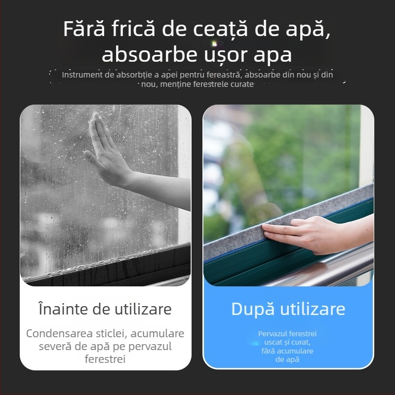 Bandă de absorbție pentru geamul ferestrei, din felt cu adeziv, autoadezivă, stil modern minimalist, living (Material: felt + adeziv; Autoadezivă: Da; Stil: modern minimalist; Spațiu: living)