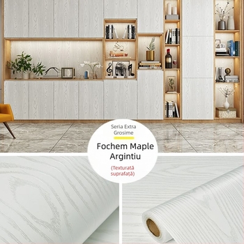 Autocolant vinilic cu lemn texturat, foarte gros pentru renovarea mobilierului, PVC, model în dungă, stil chinezesc, living