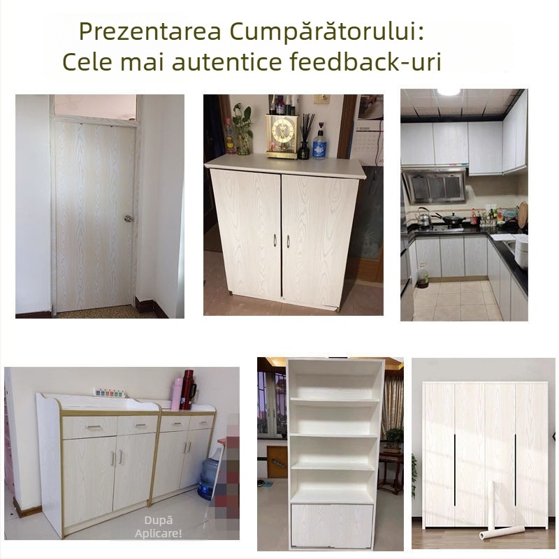 Autocolant vinilic cu lemn texturat, foarte gros pentru renovarea mobilierului, PVC, model în dungă, stil chinezesc, living