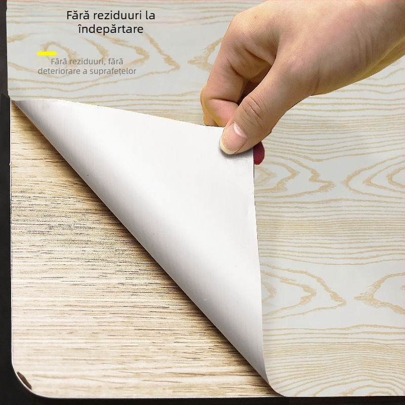 Tapet autocolant cu model lemn pentru renovarea mobilierului — PVC, model în dungi, stil chinezesc, sufragerie