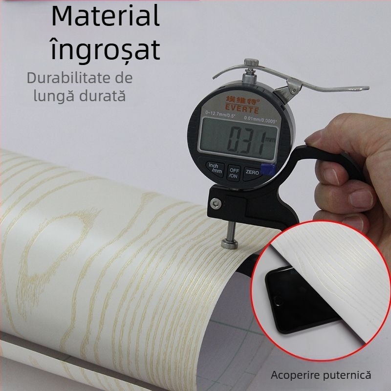 Tapet autocolant cu model lemn pentru renovarea mobilierului — PVC, model în dungi, stil chinezesc, sufragerie