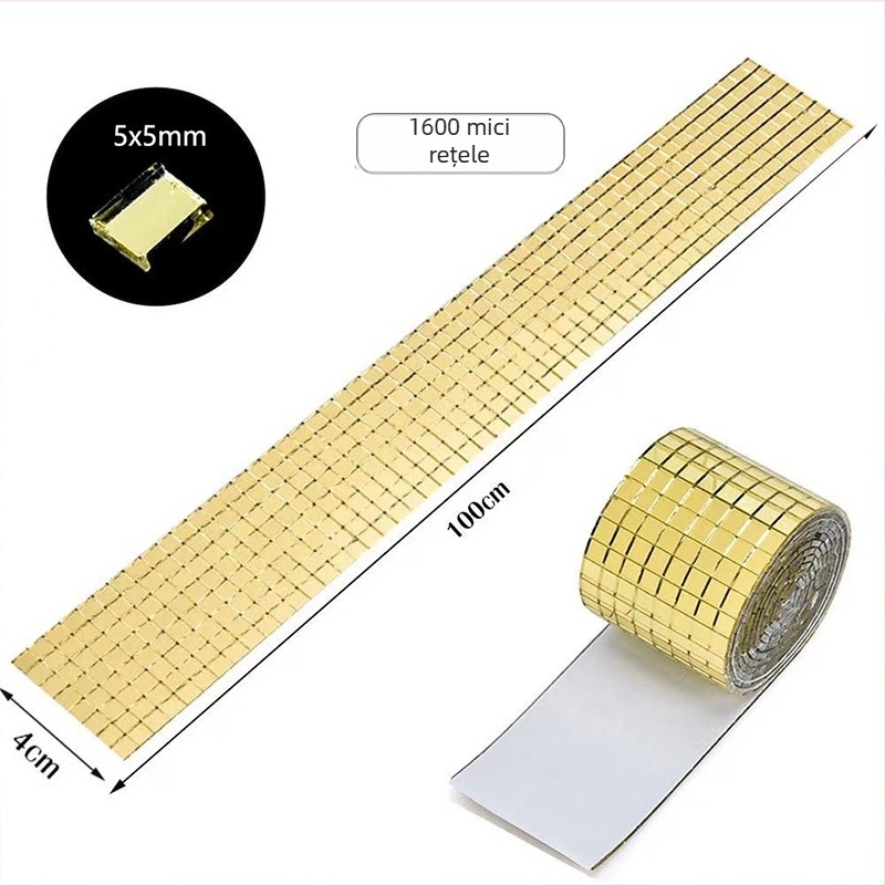 Decal oglindă mozaic din sticlă – autoadeziv, stil modern, decor pentru fundal TV și living