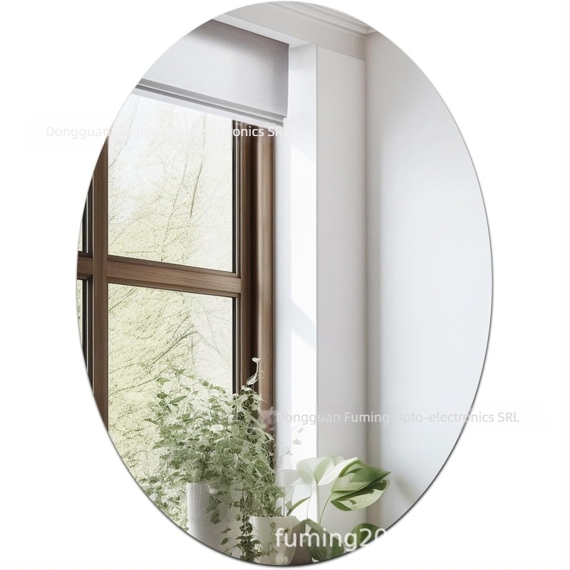 Oglindă ovală de perete din acrilic – Material PS, autoadezivă, montaj fără găuri, stil simplu, potrivită pentru living, dormitor, restaurant și spații comerciale