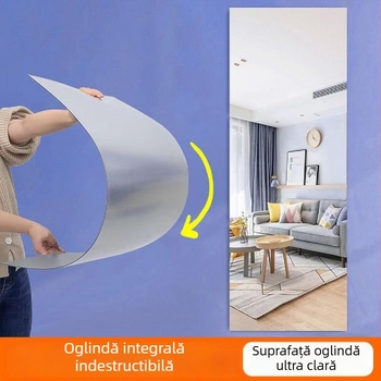 Oglindă | HD autoadezivă acrilică pentru perete, rezistentă la spargere, fără găuri; cadru din plastic, brand Meina, model ykl-jz, stil modern