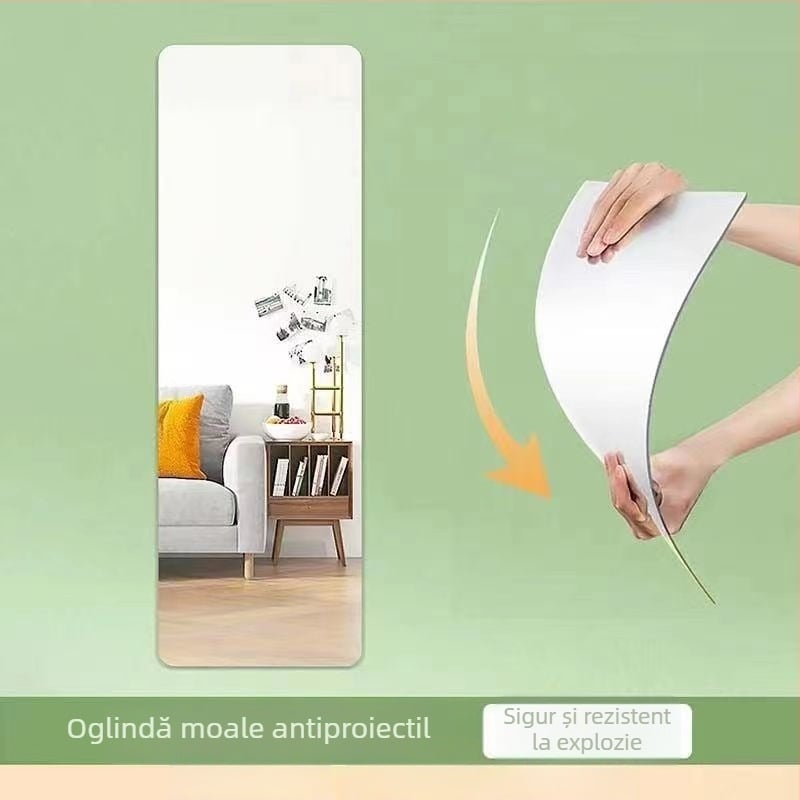Oglindă | HD autoadezivă acrilică pentru perete, rezistentă la spargere, fără găuri; cadru din plastic, brand Meina, model ykl-jz, stil modern