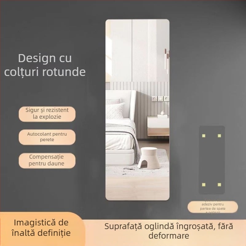 Oglindă | HD autoadezivă acrilică pentru perete, rezistentă la spargere, fără găuri; cadru din plastic, brand Meina, model ykl-jz, stil modern