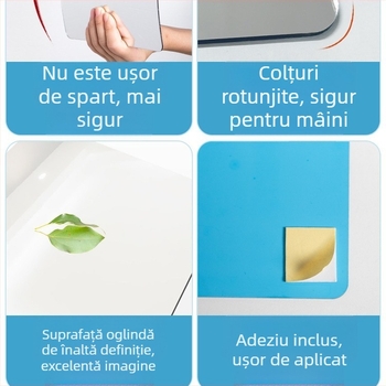 Oglindă de perete autoadezivă din acril — stil simplu, reflexie HD, potrivită pentru sufragerie, dormitor, birou, baie, hol și spații comerciale