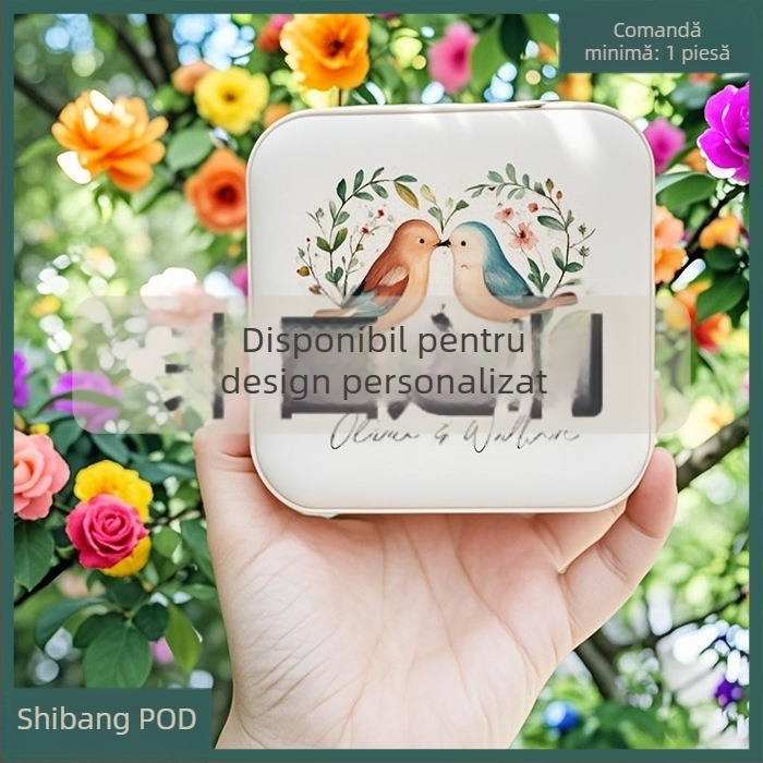 Cutie de bijuterii portabilă, mică, pentru depozitarea colierelor și a inelelor, stil simplu, material Cortical, duritate moale, model solid, personalizabil