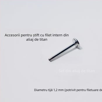 Lip-stud din titan cu filet intern, lucrat manual, anodizabil