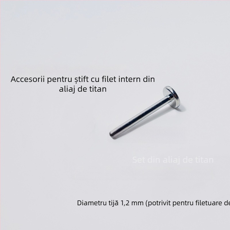 Lip-stud din titan cu filet intern, lucrat manual, anodizabil