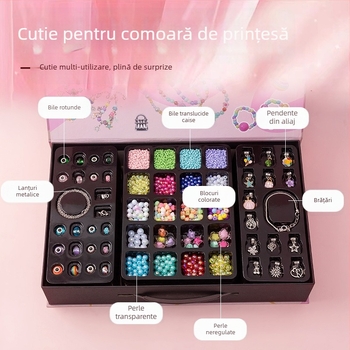 Kit DIY de mărgele pentru copii – Set educațional de bijuterii realizate manual pentru realizarea colierelor și brățărilor, Iarna 2024