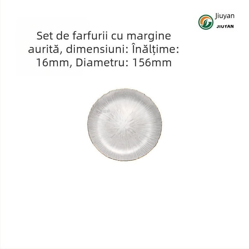 Farfurie de fructe din sticlă, stil european, rotundă, suprafață rezistentă la căldură, compatibilă cu microunde, logo imprimat