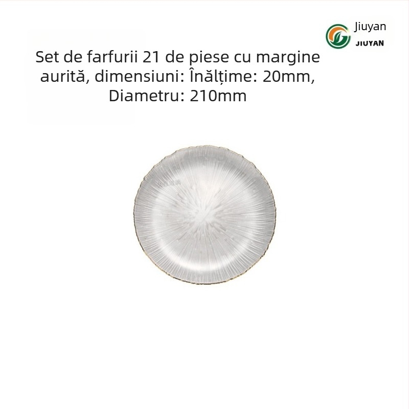 Farfurie de fructe din sticlă, stil european, rotundă, suprafață rezistentă la căldură, compatibilă cu microunde, logo imprimat