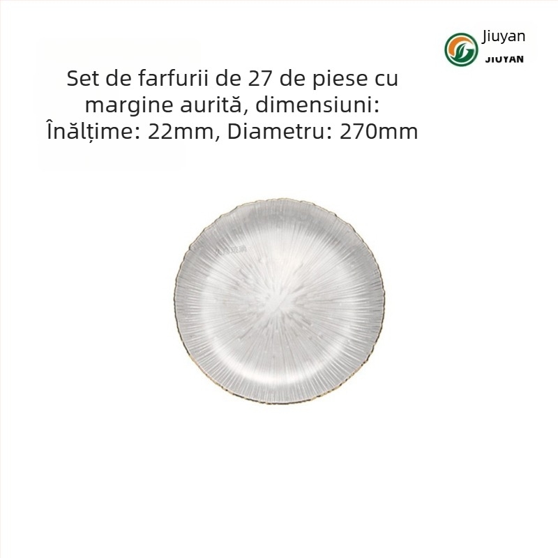 Farfurie de fructe din sticlă, stil european, rotundă, suprafață rezistentă la căldură, compatibilă cu microunde, logo imprimat