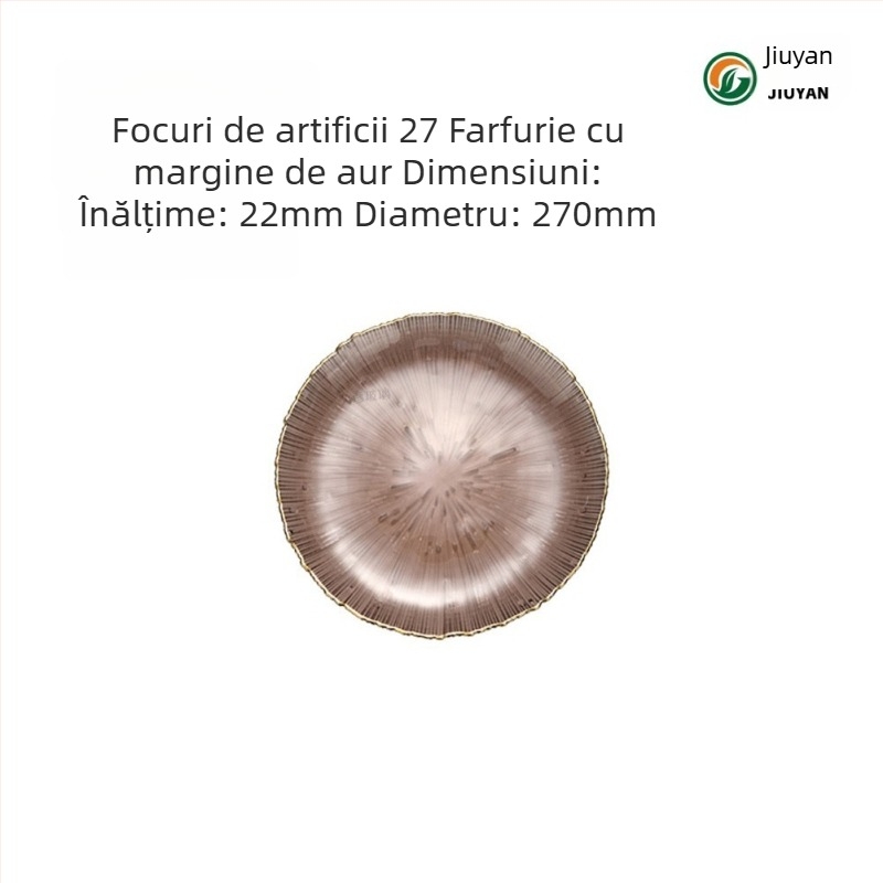 Farfurie de fructe din sticlă, stil european, rotundă, suprafață rezistentă la căldură, compatibilă cu microunde, logo imprimat