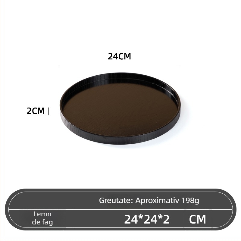 Farfurie rotundă din lemn, stil japonez, model solid, imprimare siglă