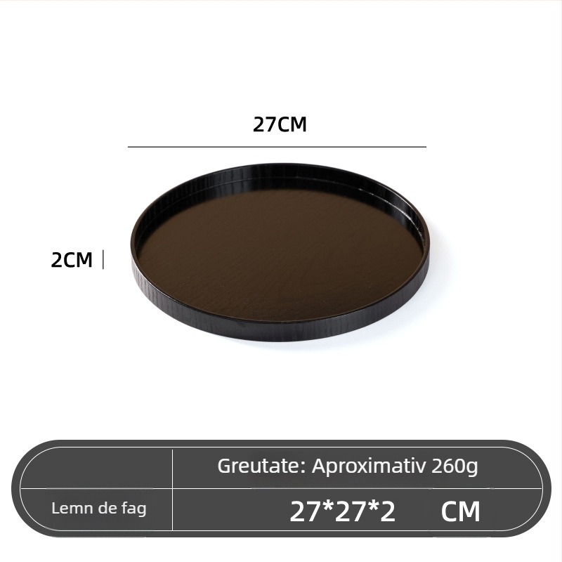 Farfurie rotundă din lemn, stil japonez, model solid, imprimare siglă