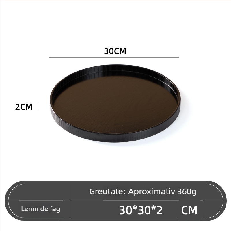 Farfurie rotundă din lemn, stil japonez, model solid, imprimare siglă