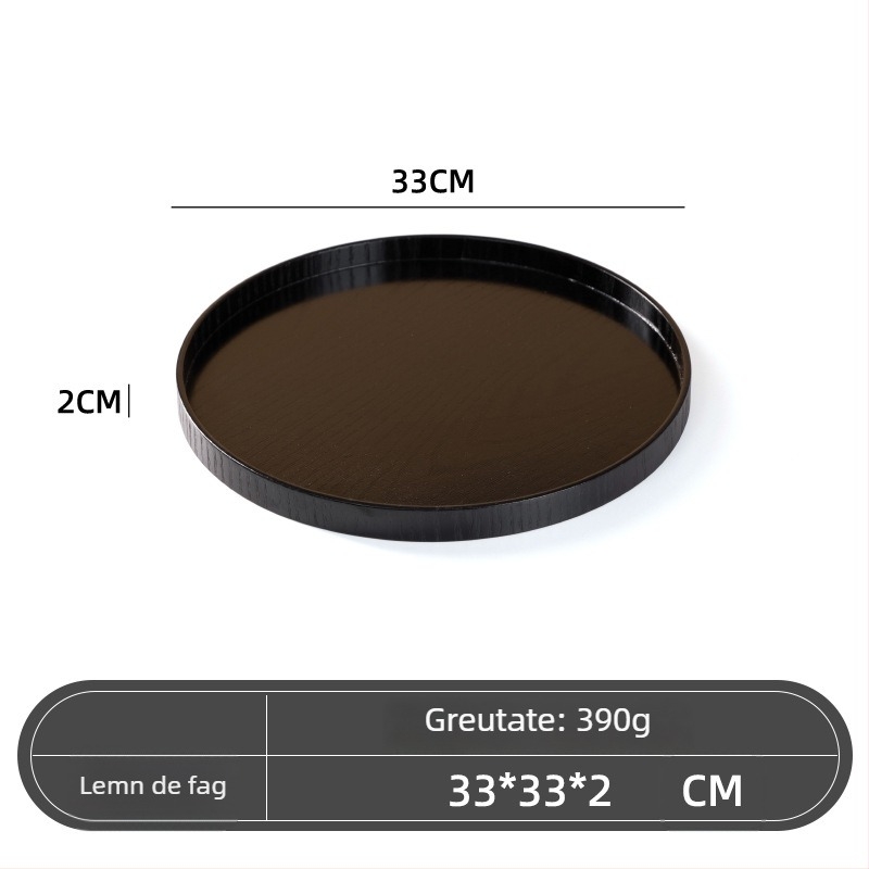 Farfurie rotundă din lemn, stil japonez, model solid, imprimare siglă