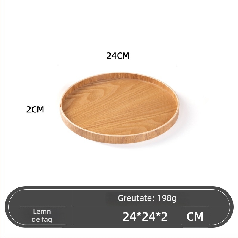 Farfurie rotundă din lemn, stil japonez, model solid, imprimare siglă
