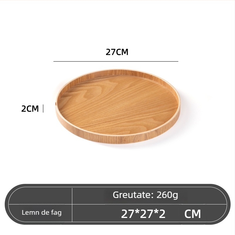 Farfurie rotundă din lemn, stil japonez, model solid, imprimare siglă