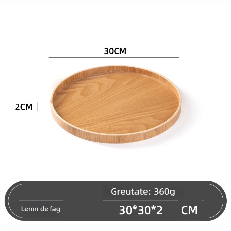 Farfurie rotundă din lemn, stil japonez, model solid, imprimare siglă