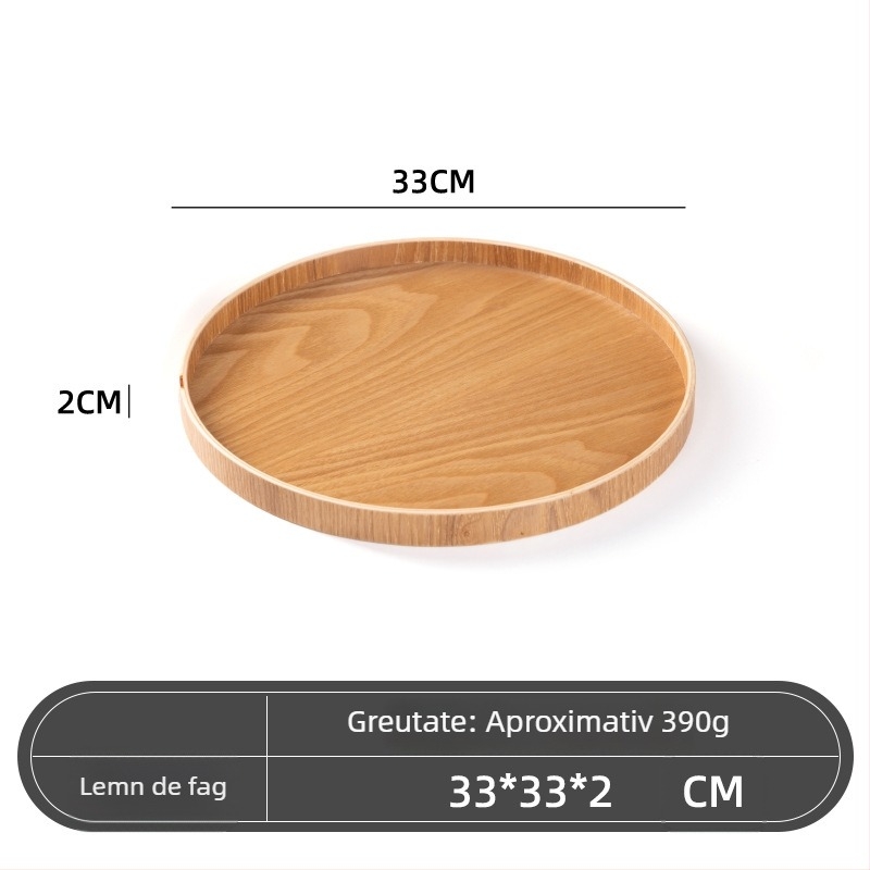 Farfurie rotundă din lemn, stil japonez, model solid, imprimare siglă