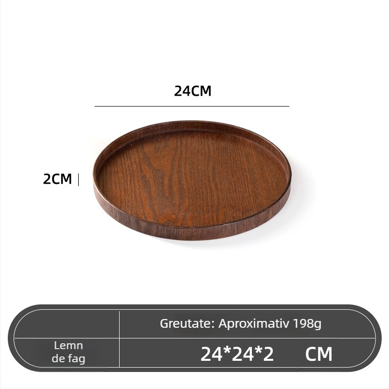Farfurie rotundă din lemn, stil japonez, model solid, imprimare siglă
