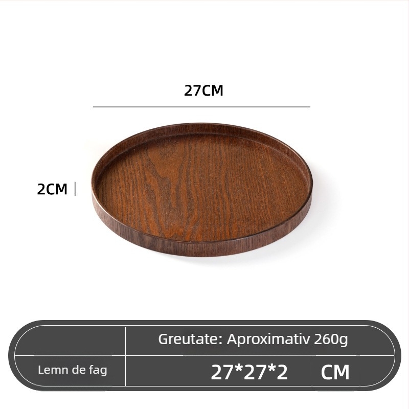 Farfurie rotundă din lemn, stil japonez, model solid, imprimare siglă