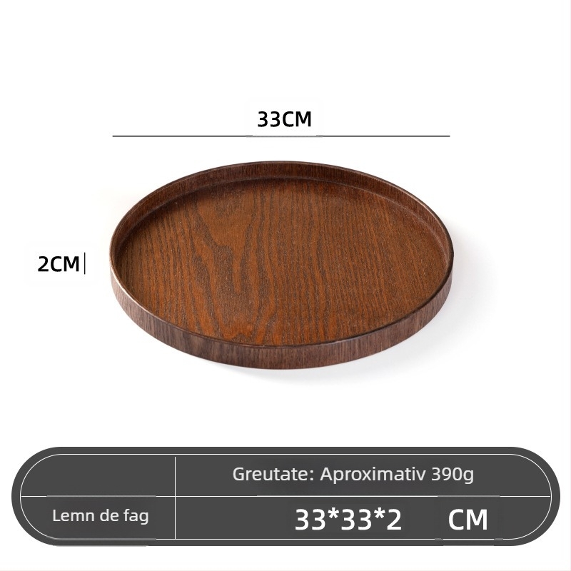 Farfurie rotundă din lemn, stil japonez, model solid, imprimare siglă