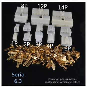 Set de conectori auto seria 6.3, conectori de tip masculin și feminin, cu înveliș de cablu, pentru instalații auto