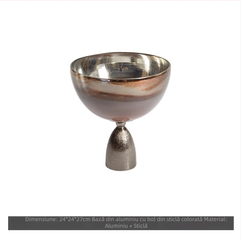 Vas decorativ din aluminiu pentru birou, cu tavă de depozitare pentru fructe, stil simplu și modern