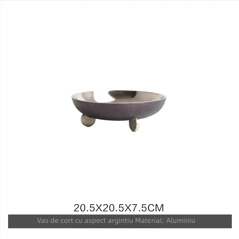 Vas decorativ din aluminiu pentru birou, cu tavă de depozitare pentru fructe, stil simplu și modern