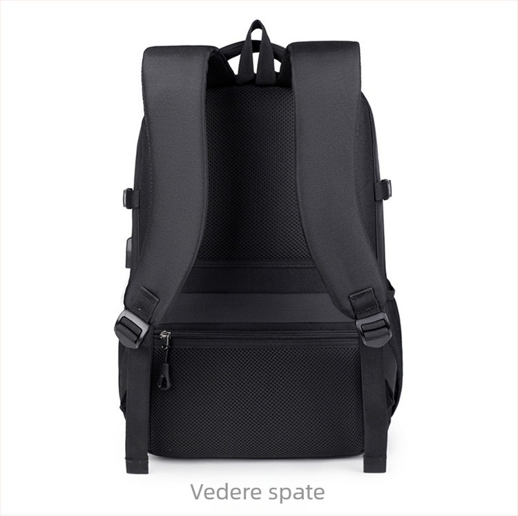 Rucsac de afaceri pentru laptop, unisex, Oxford respirabil cu folie din piele, bretele cu pernă de aer